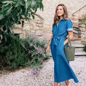 Who What Wear Chambray Midi Button Down Dress